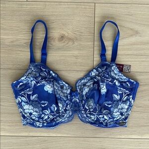 Adore Me Blue Floral Underwire Bra
